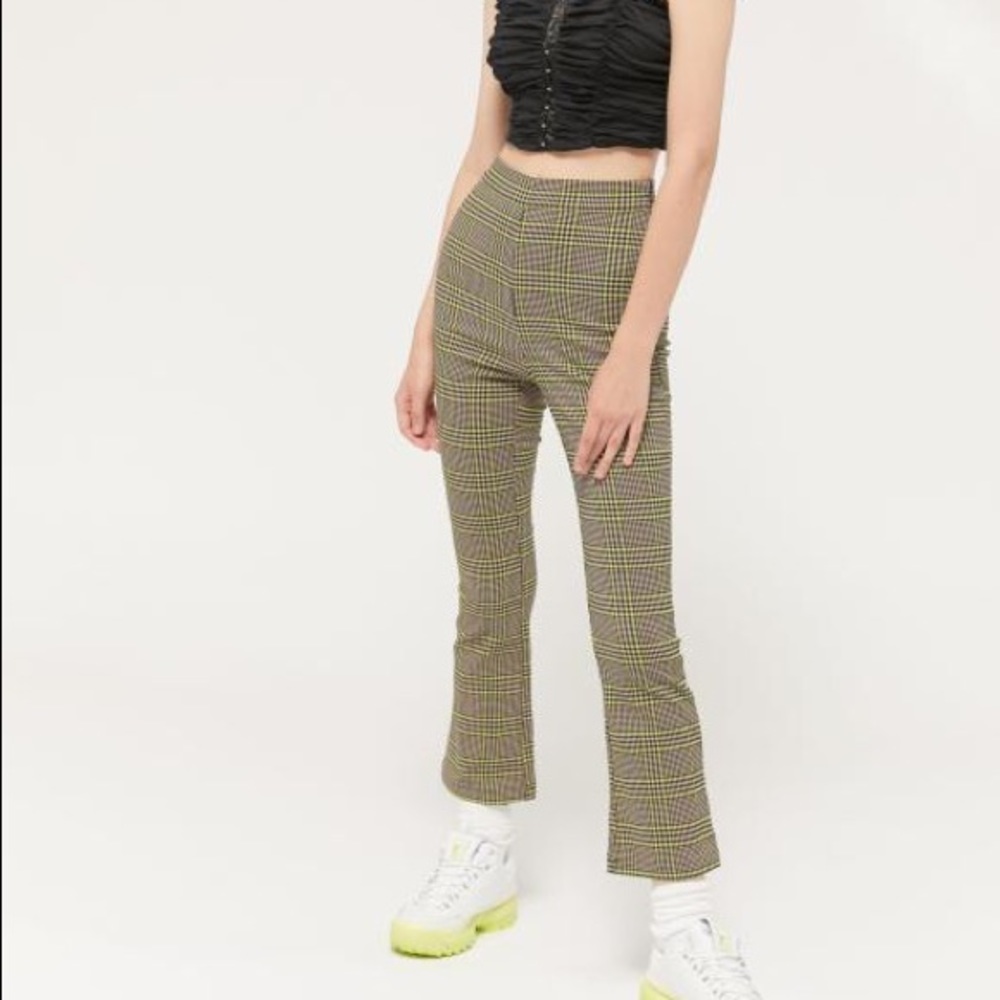Urban Outfitters Lola Kick Flare Plaid Crop Pant